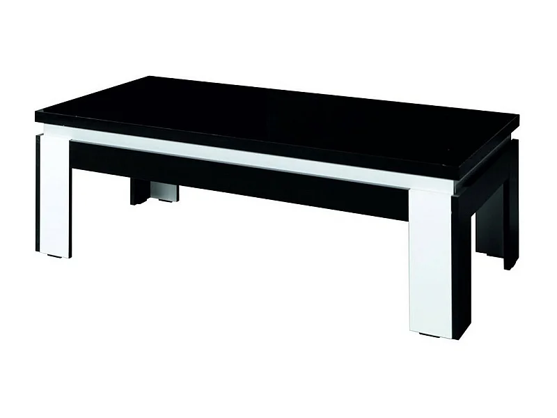 Table basse LINA noir et blanc brillant – 125 x 42 x 65 cm