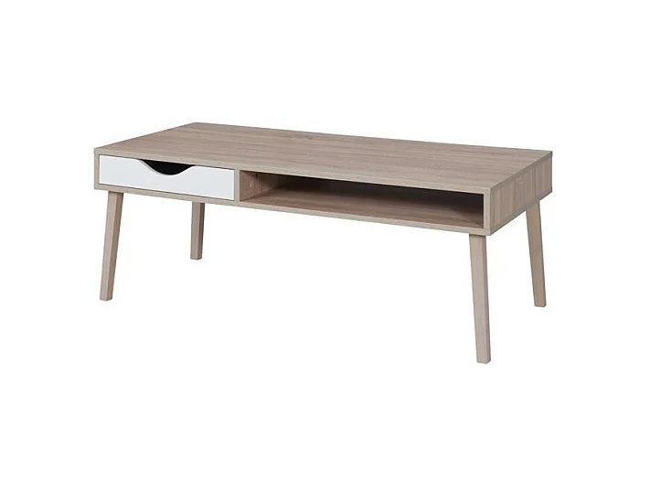 Salontafel OSLO - Kleur eiken en wit - Scandinavische stijl - 120 x 60 x 45 cm