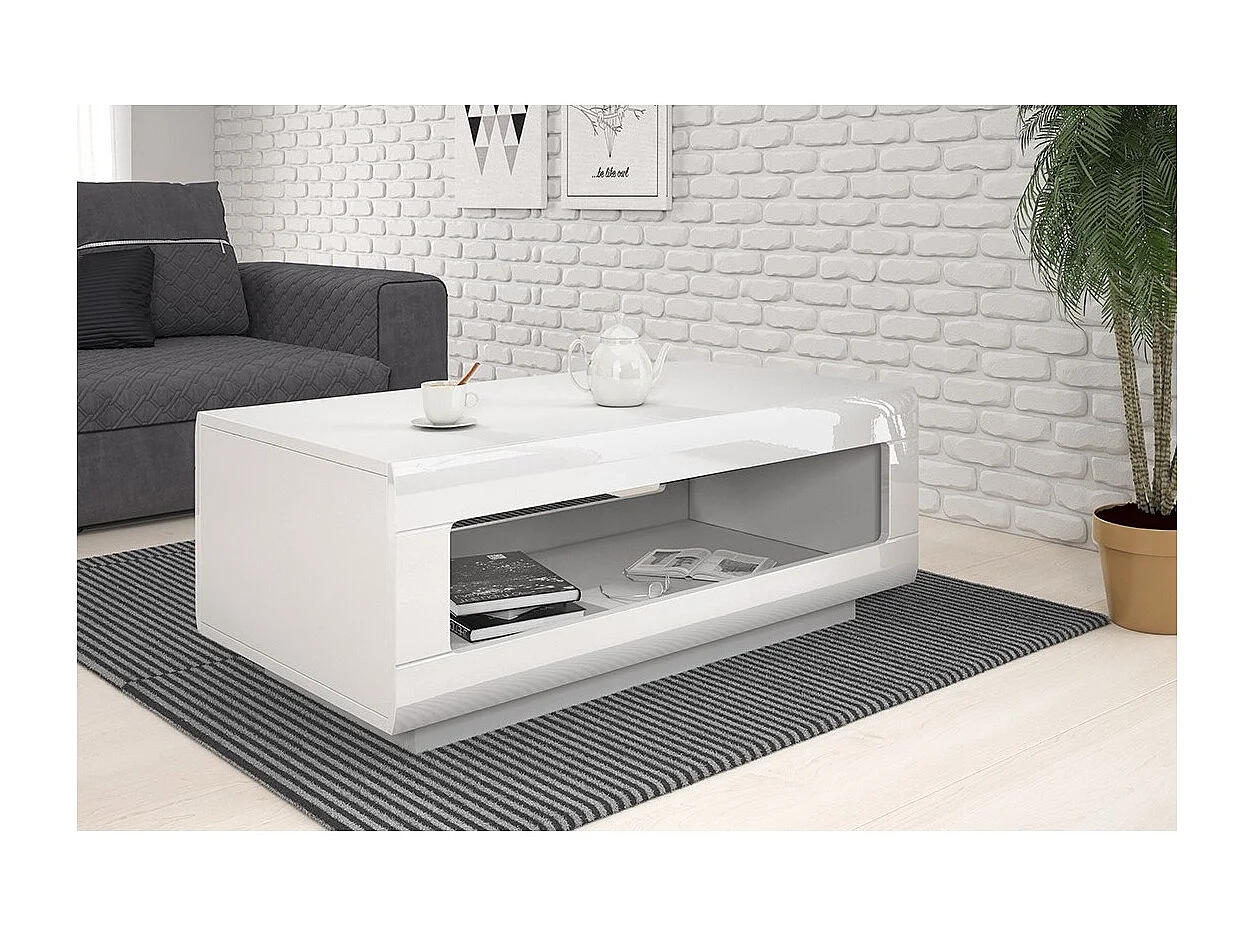 Mesa de centro design coleção BREDA na cor branca brilhante. Móvel ideal para sua sala de estar.