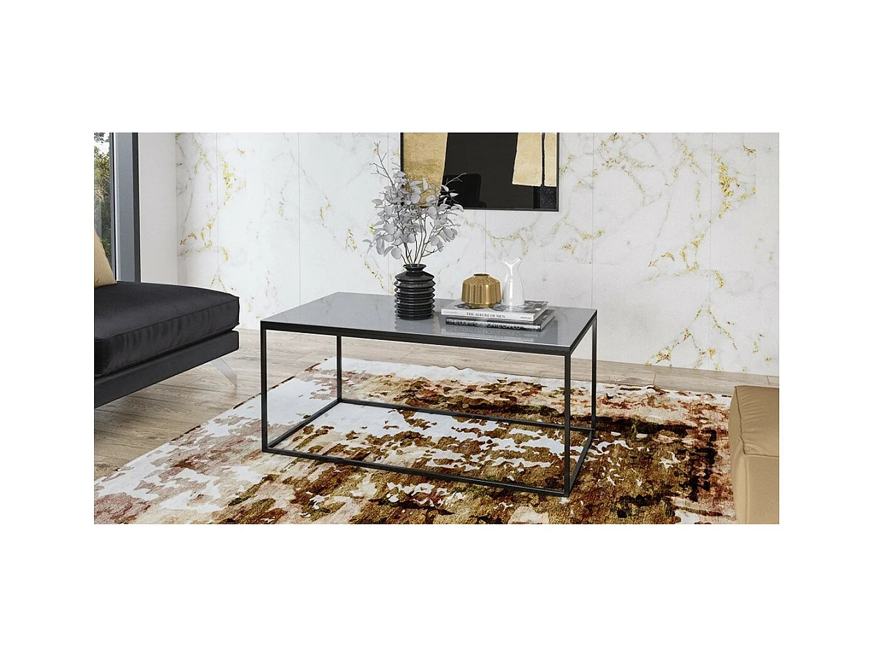 Tavolino da salotto design collezione ZANTE. Colore nero e grigio lucido.