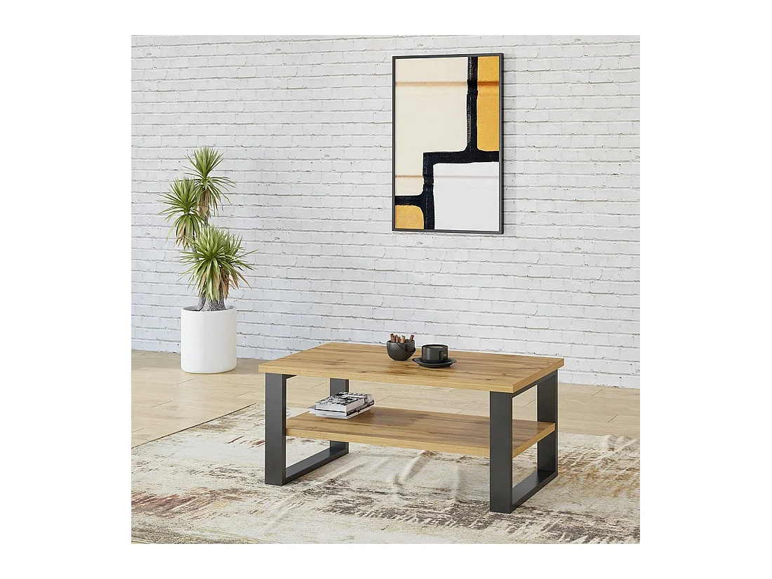 Design-Couchtisch aus der MILO-Kollektion in Eichenfarbe. Ideales Möbelstück für Ihr Wohnzimmer.