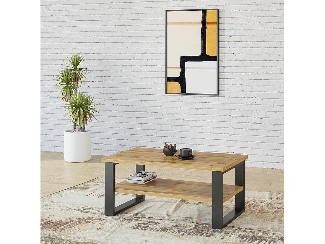 Table basse MILO – Chêne clair – 110x60 cm – Design moderne