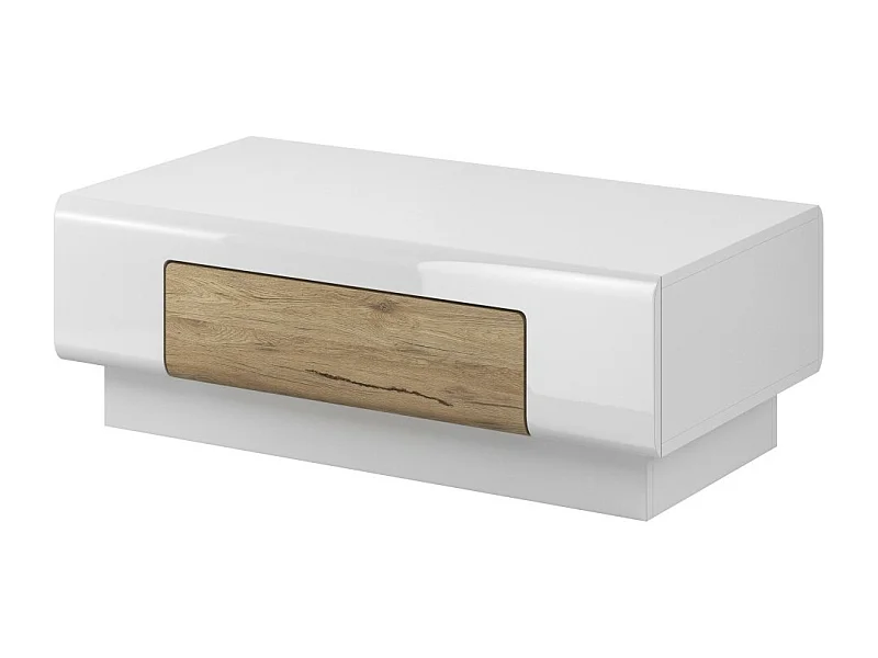 Table basse OHIO – Blanc mat et chêne 110x60 cm