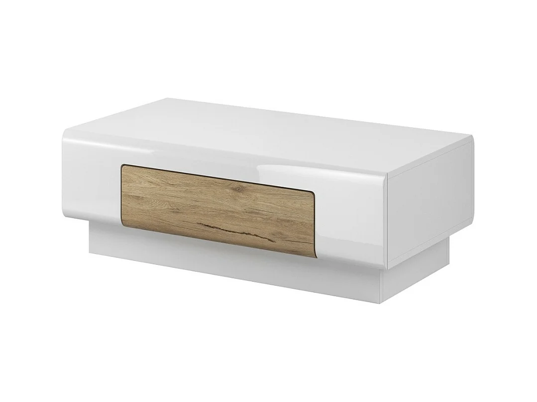 Table basse OHIO – Blanc mat et chêne 110x60 cm