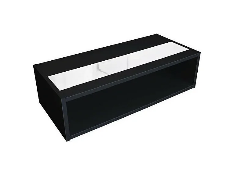 Tavolino basso DANN nero con fascia bianca lucida - 116 x 51 x 34 cm