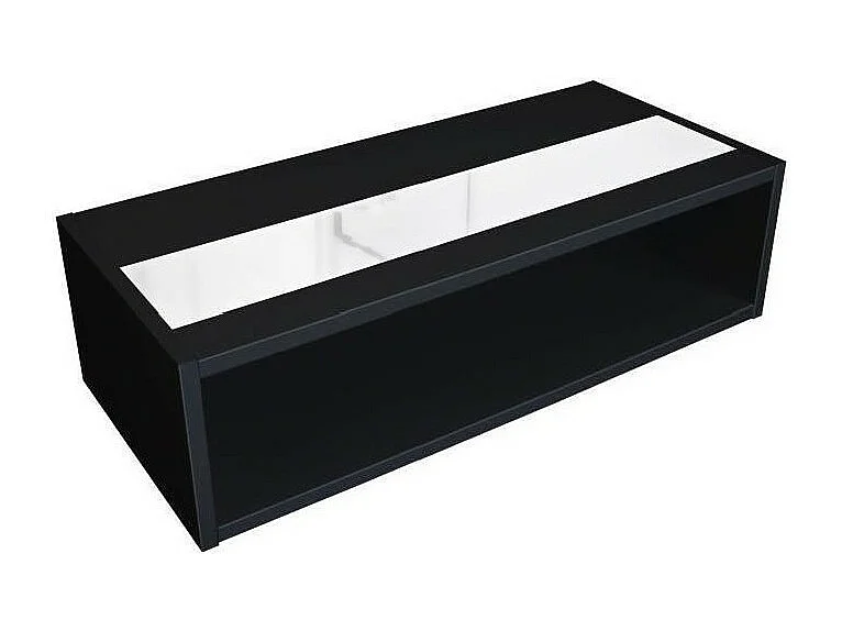 Mesa de centro DANN estilo contemporâneo preto com faixa envidraçada - L 116 x l 51 cm