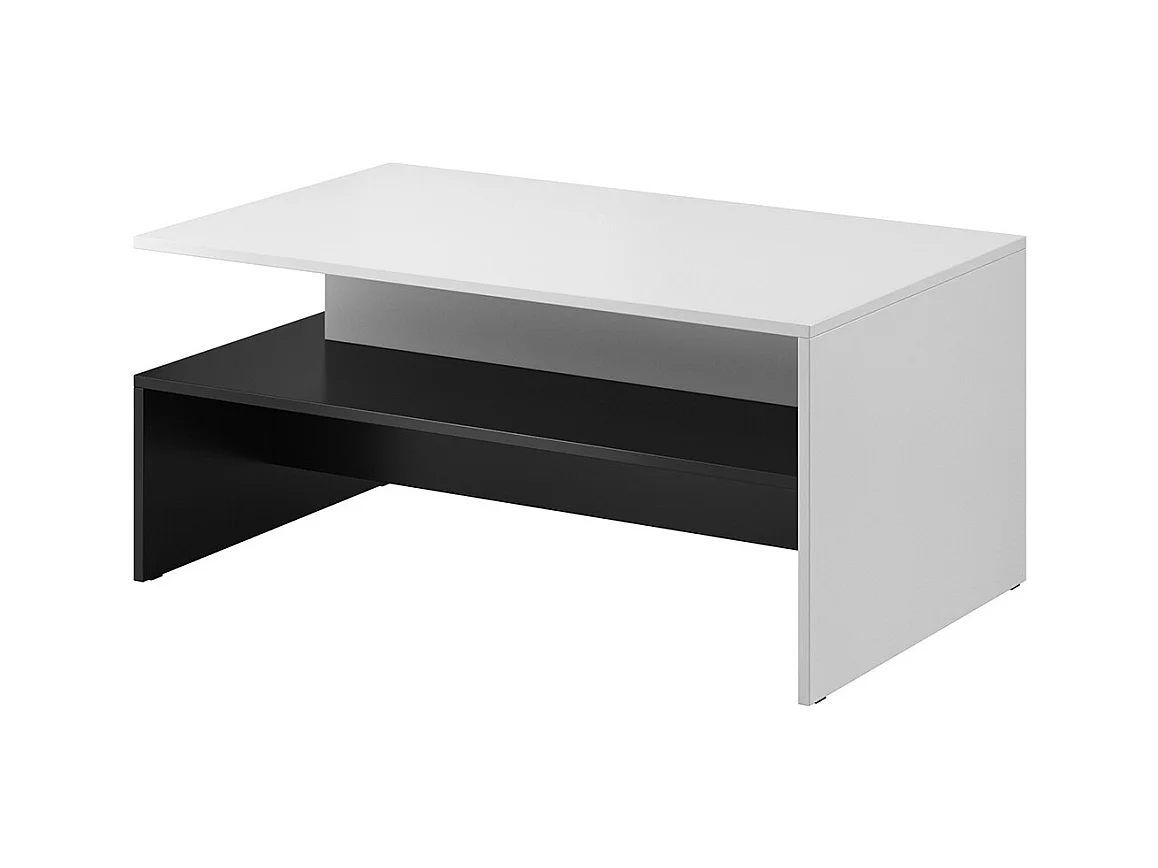 Salontafel RAMOS - Kleur zwart en wit - Modern ontwerp - Tussenblad en geometrische structuur