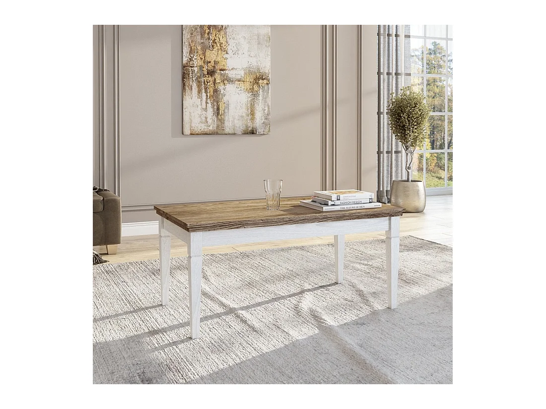 Table basse ASSIA – Frêne blanchi et chêne – Style classique chic
