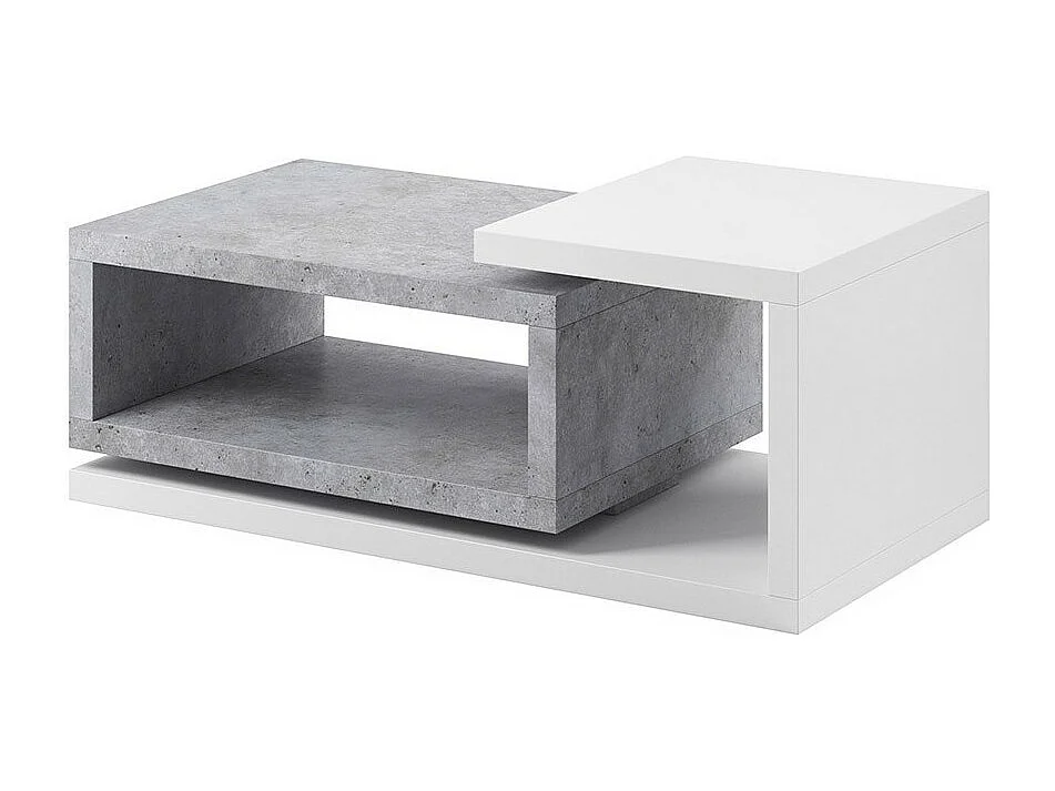 Mesa de centro design da coleção BERGAME. Cores branco e cinza. Estilo design.