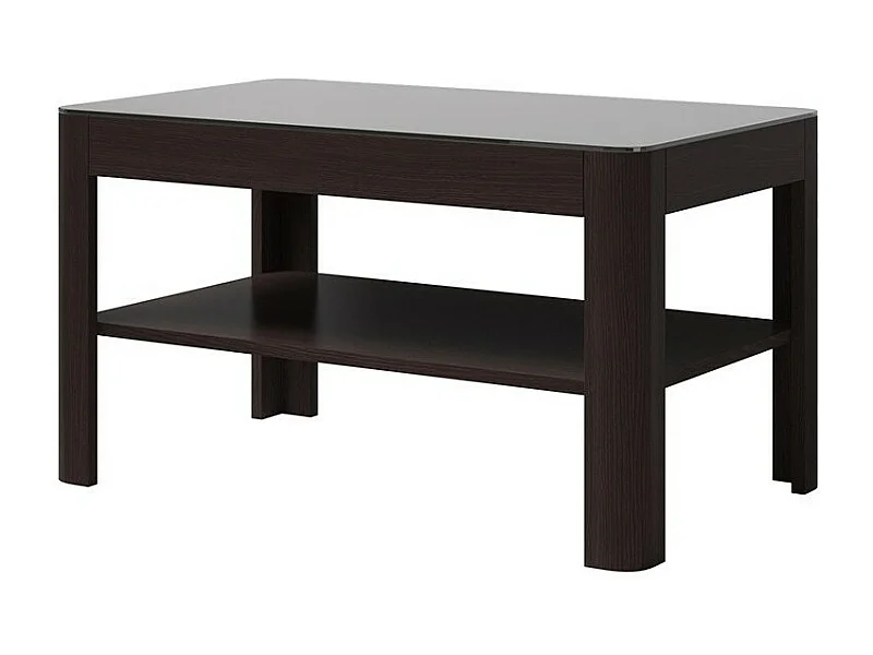 Salontafel TONGA 100x55x60 cm, wengé kleur met een gerookt glazen blad