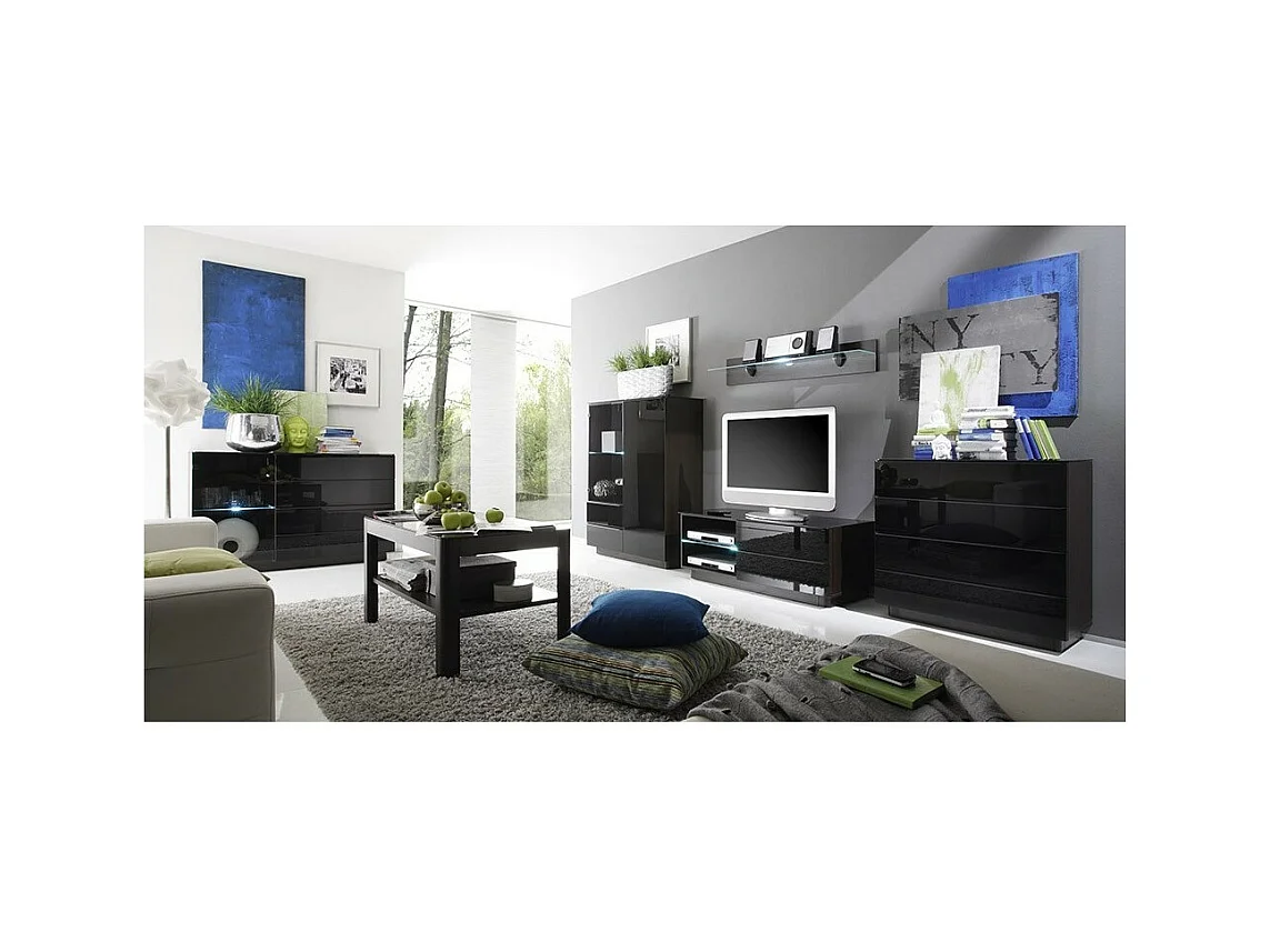 Salontafel TONGA 100x55x60 cm, wengé kleur met een gerookt glazen blad