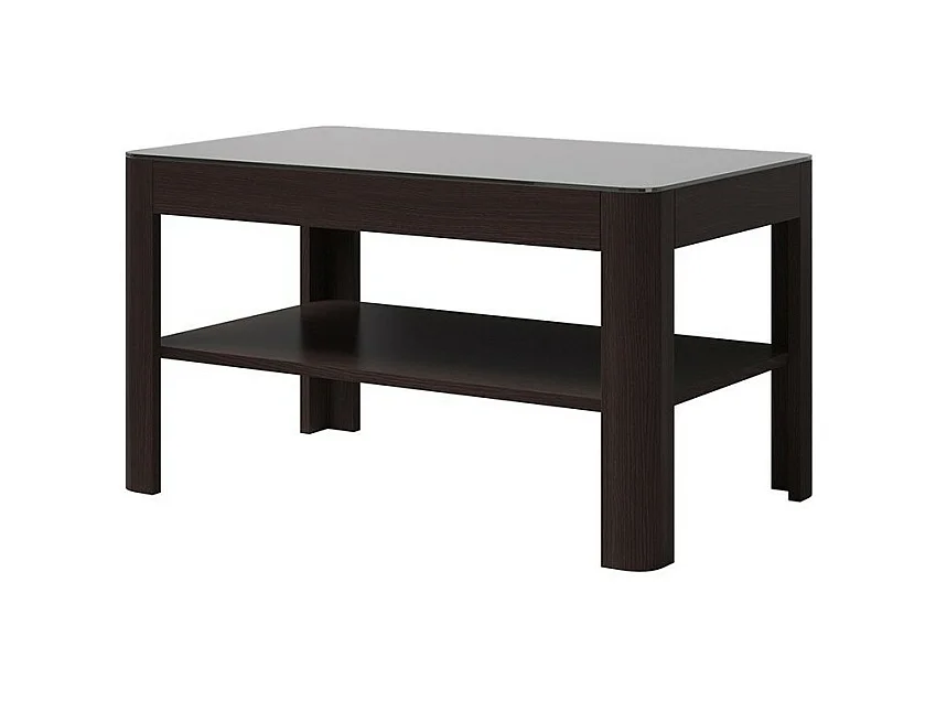 Table basse TONGA 100x55x60 cm, coloris wengé avec plateau en verre fumé
