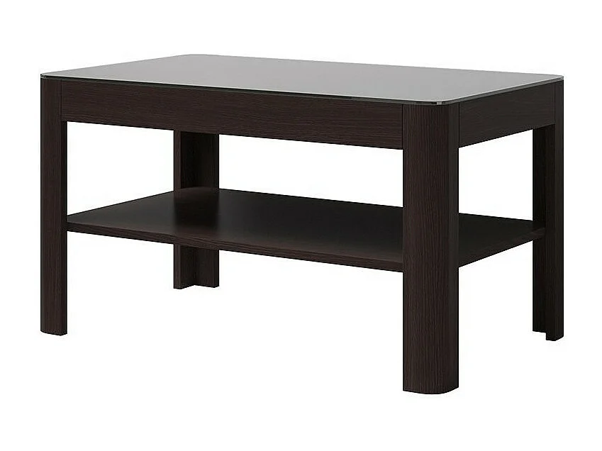 Salontafel TONGA 100x55x60 cm, wengé kleur met een gerookt glazen blad