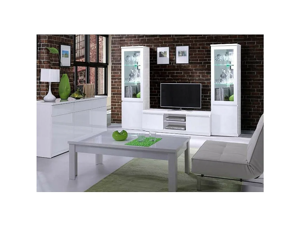 Table Basse FABIO - Blanc Brillant - 135 x 47 x 70 cm