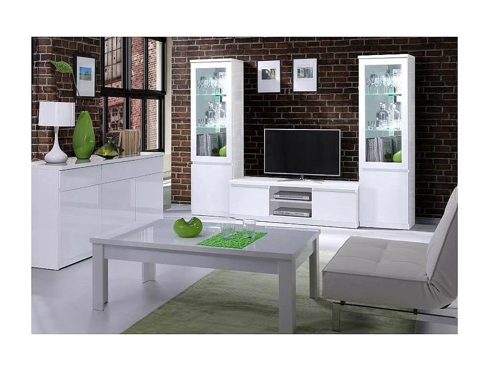 Mesa de centro coleção FABIO. Móvel tipo Design na cor branca. Efeito ultra moderno para a sua sala de estar.