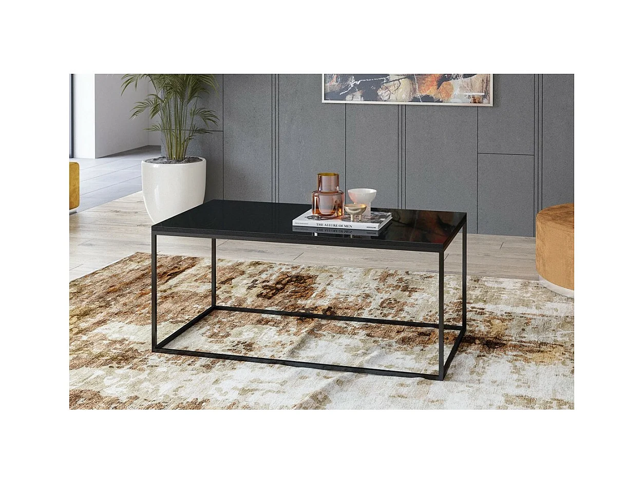 Design-Couchtisch aus der Kollektion ZANTE. Farbe glänzendes Schwarz mit Glitzer.