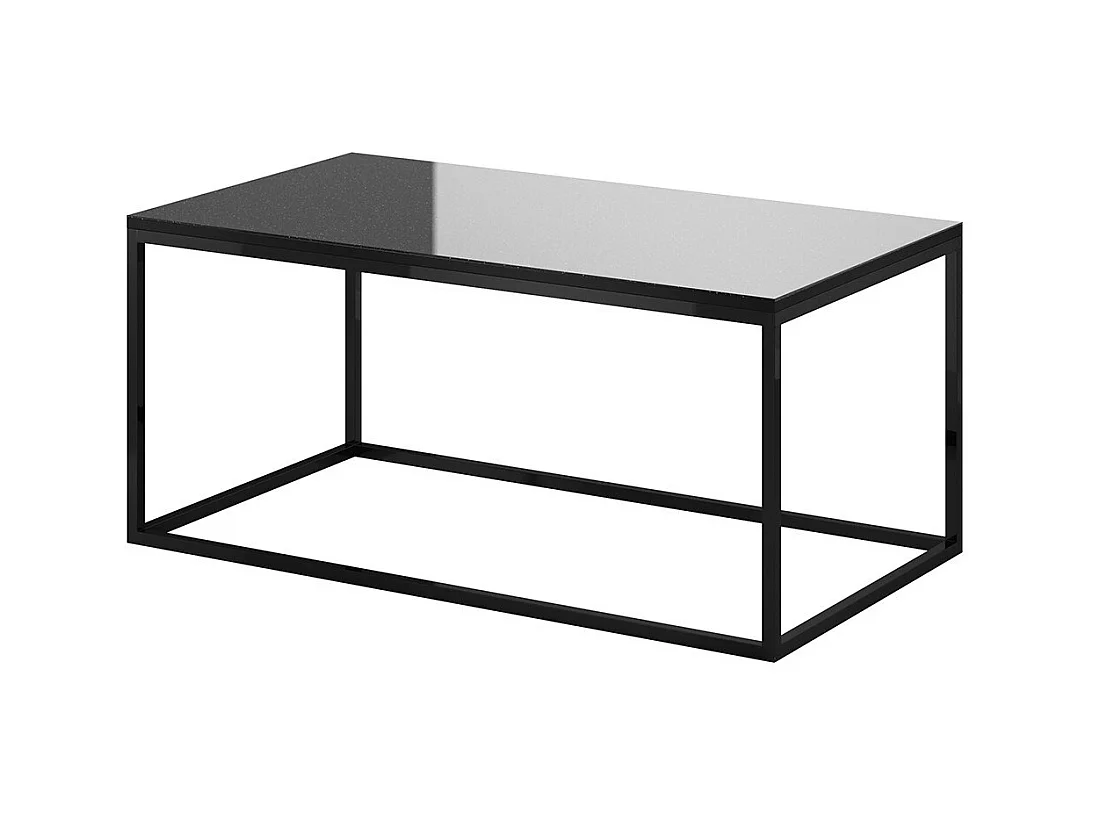 Mesa de centro de diseño colección ZANTE. Color negro brillante con purpurina.