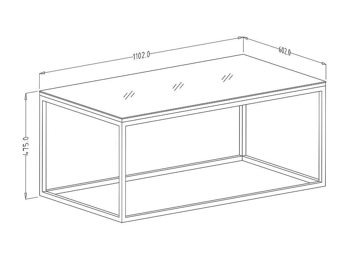 Table basse ZANTE – Rectangulaire 110x60 cm – Noir brillant pailleté – Style design