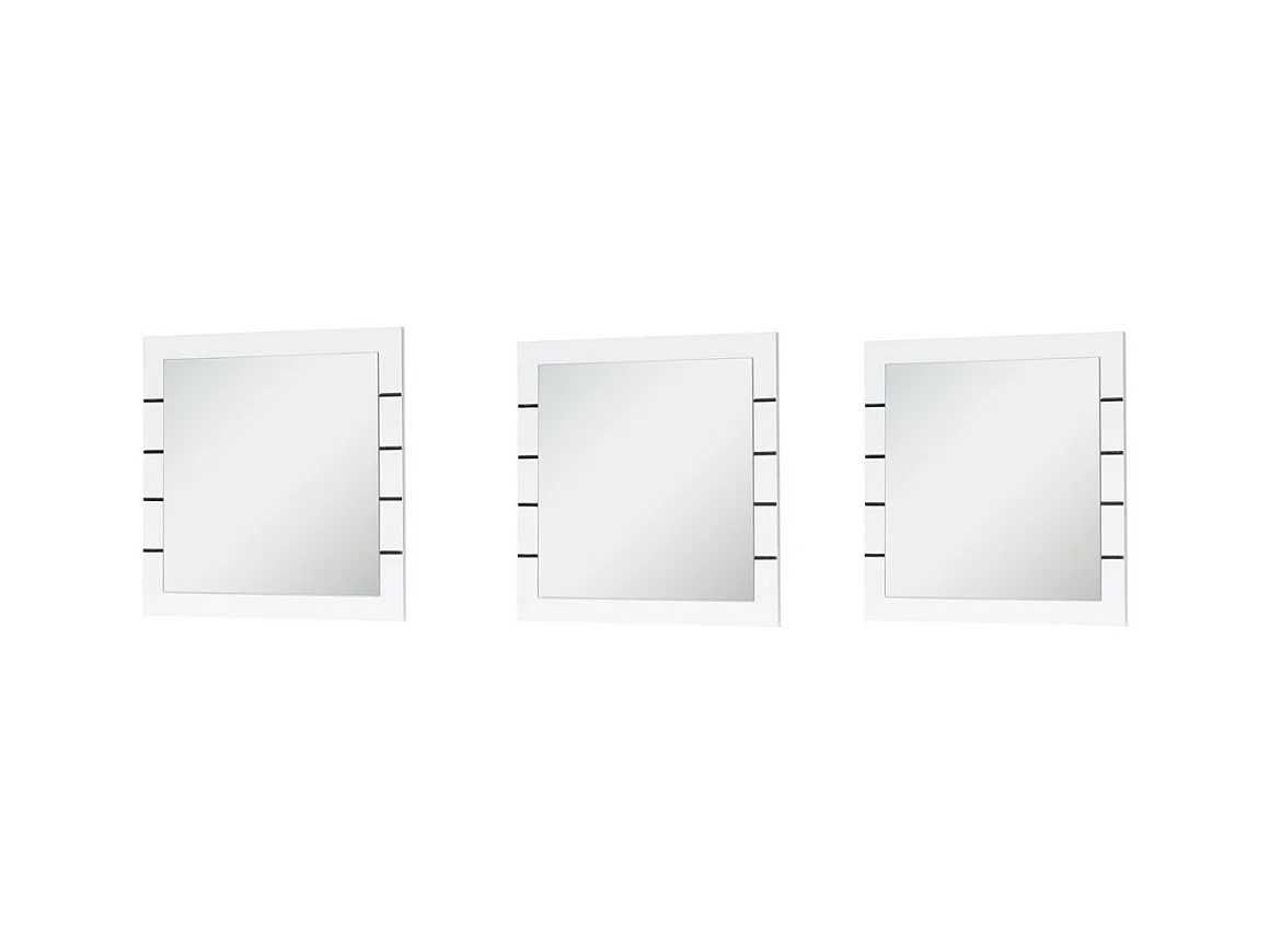 Set van 3 vierkante spiegels LINA in glanzend wit en zwart - 60 cm