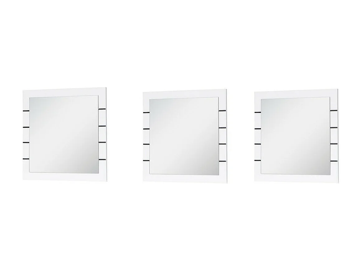 Set van 3 vierkante spiegels LINA in glanzend wit en zwart - 60 cm