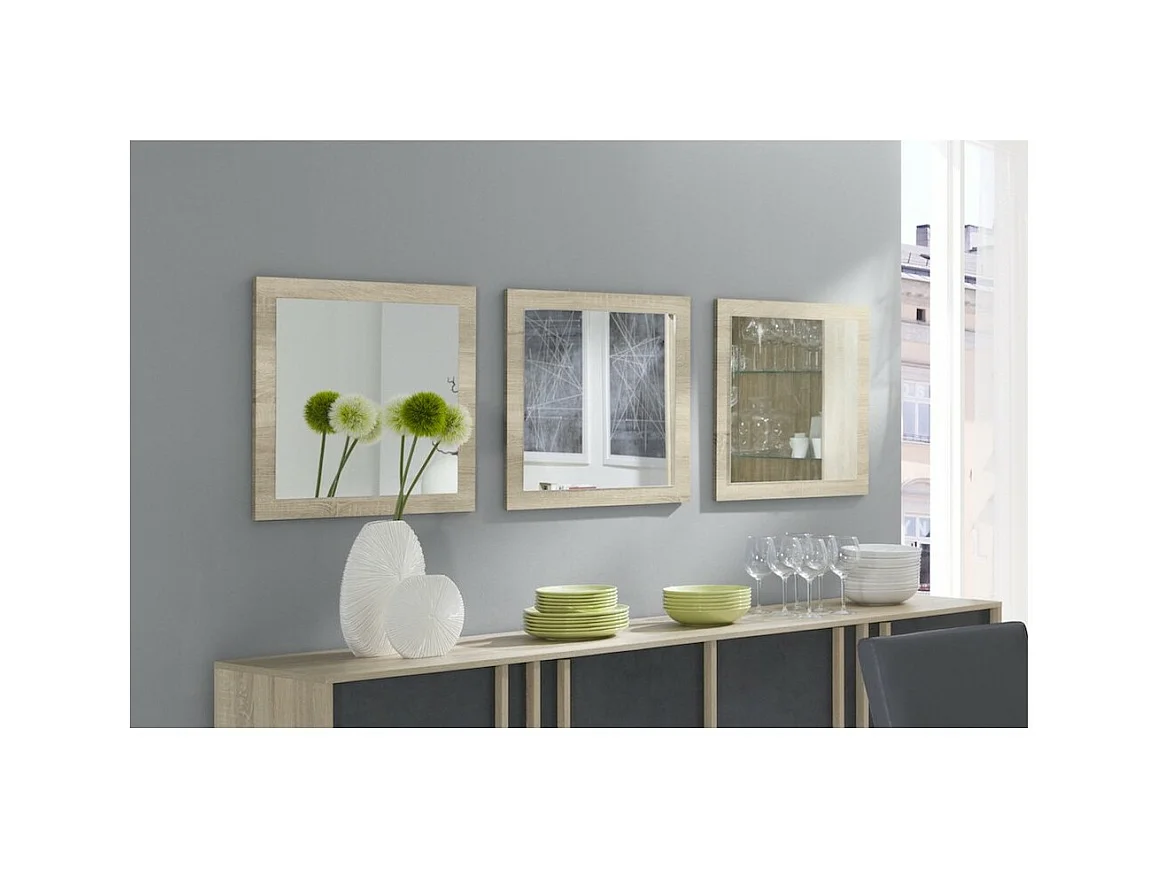 Set von 3 Spiegeln MALMO in Sonoma-Farbe 60x60x3