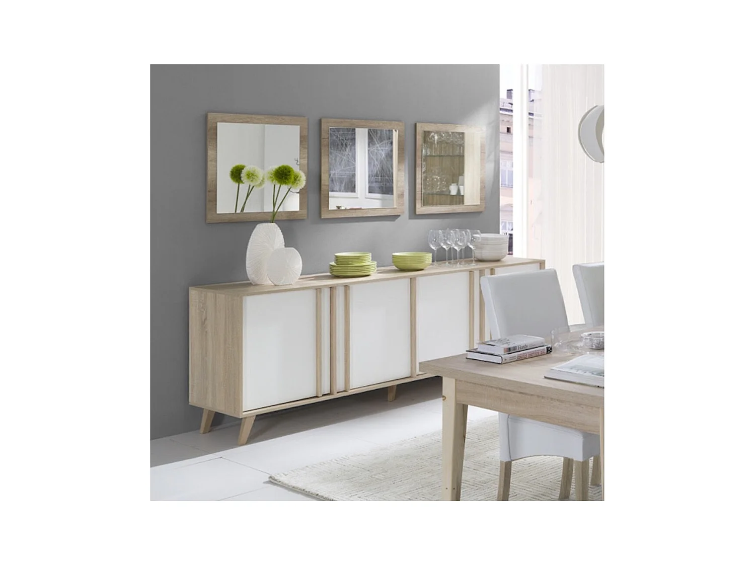 Set van 3 spiegels MALMO kleur sonoma 60x60x3