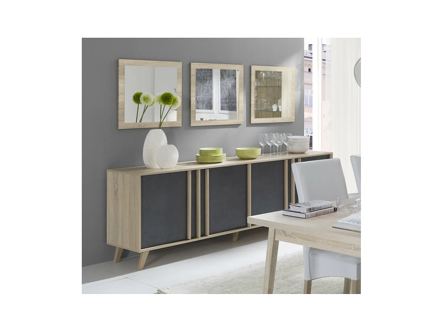 Set van 3 spiegels MALMO kleur sonoma 60x60x3