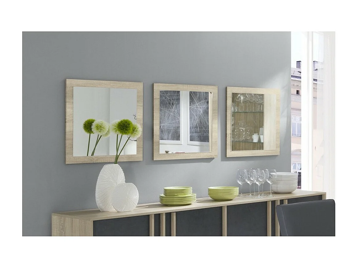 Lot de 3 miroirs MALMO coloris sonoma 60x60x3