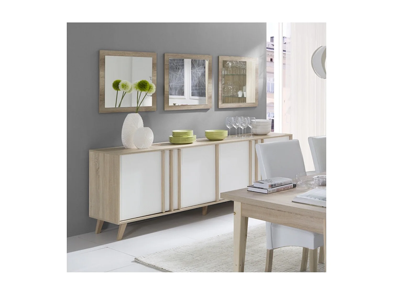 Lot de 3 miroirs MALMO coloris sonoma 60x60x3