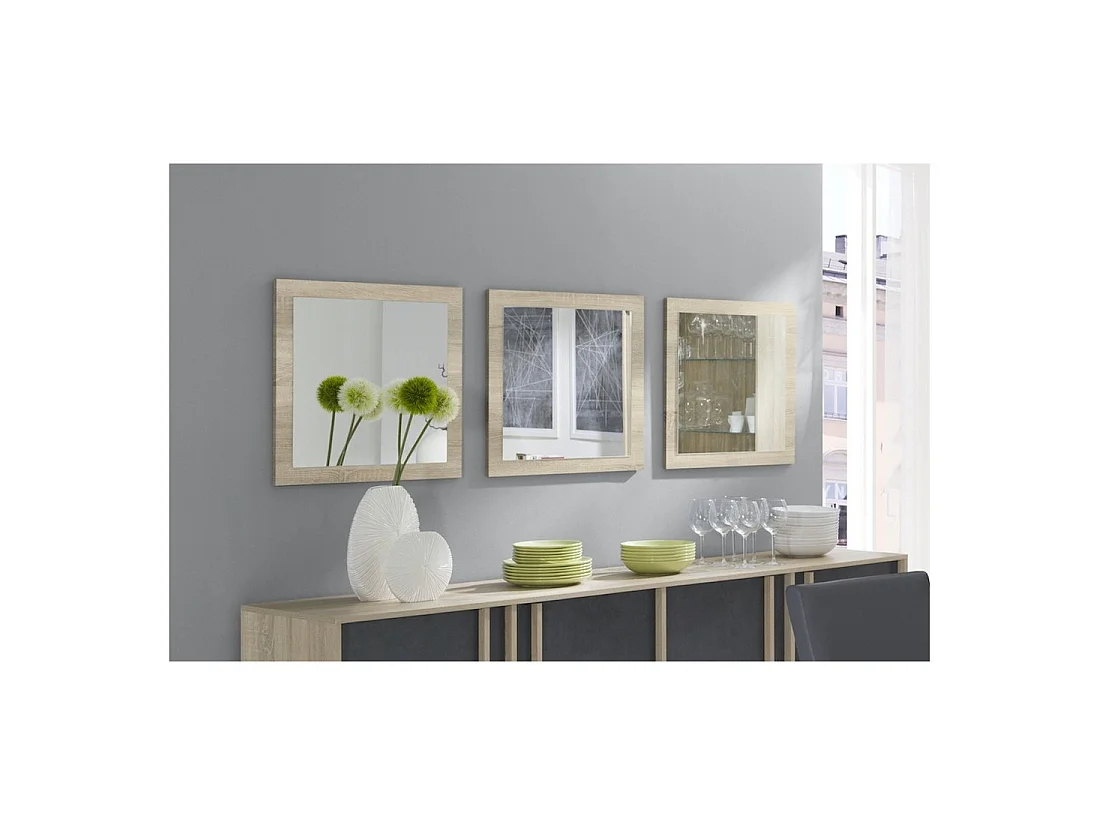 Lot de 3 miroirs MALMO 60 x 60 x 3 cm – Chêne Sonoma