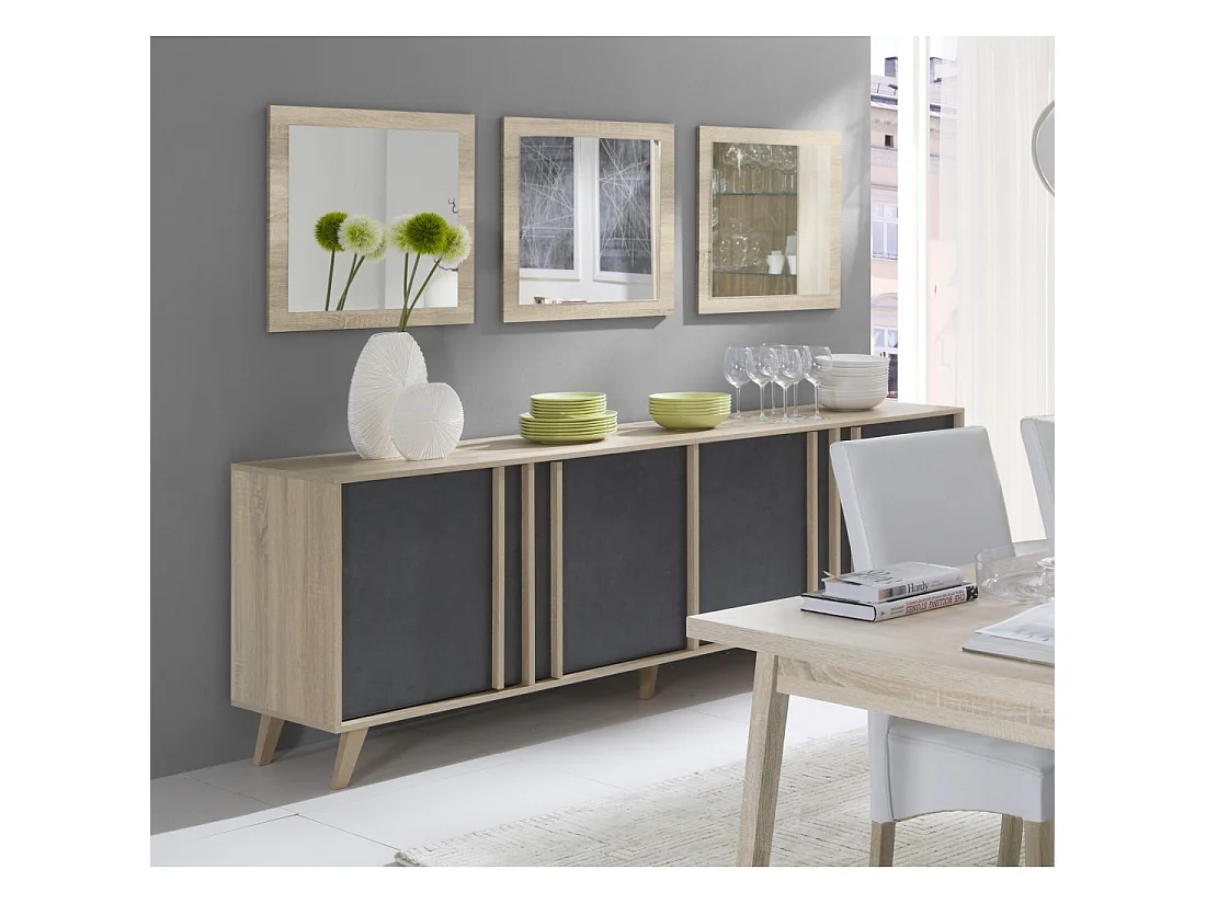 Lot de 3 miroirs MALMO 60 x 60 x 3 cm – Chêne Sonoma