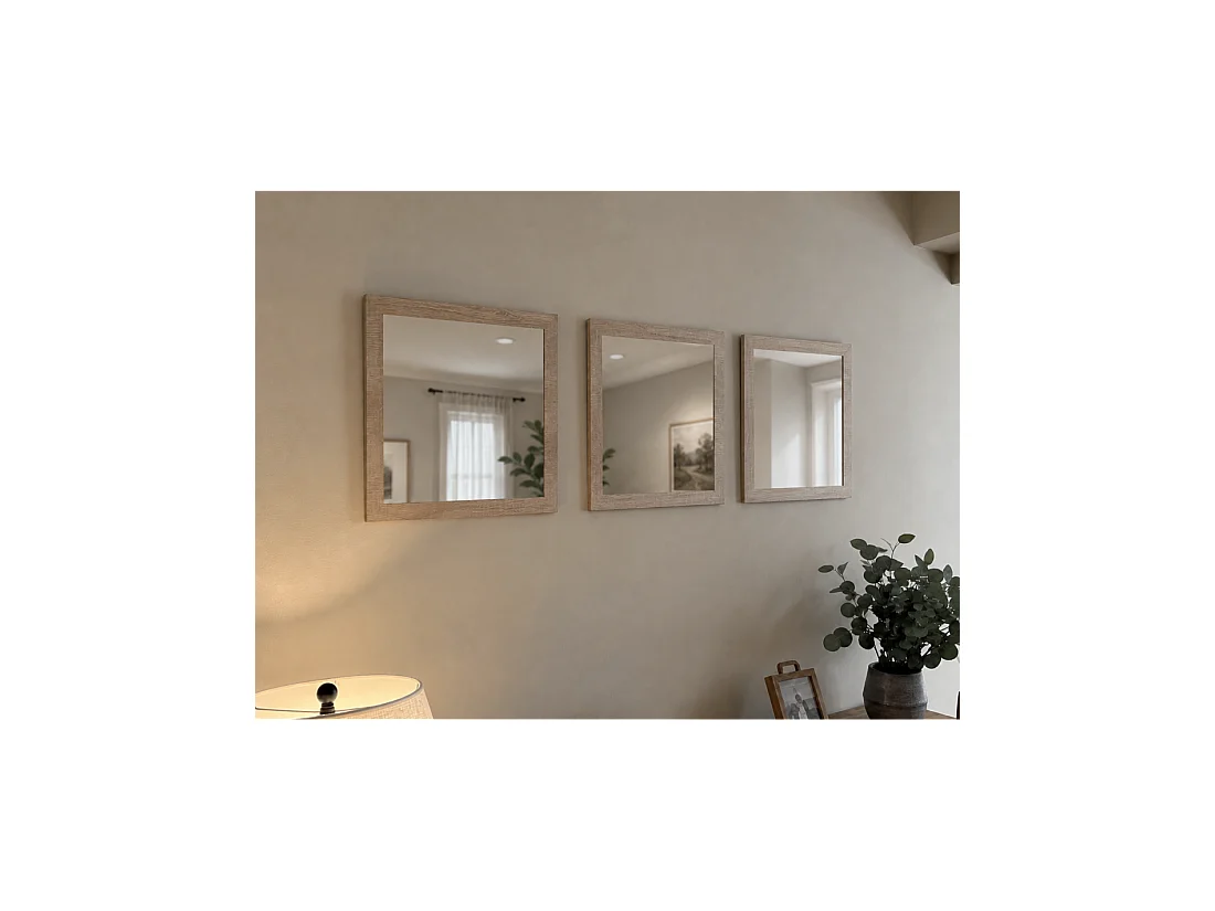 Lot de 3 miroirs MALMO 60 x 60 x 3 cm – Chêne Sonoma