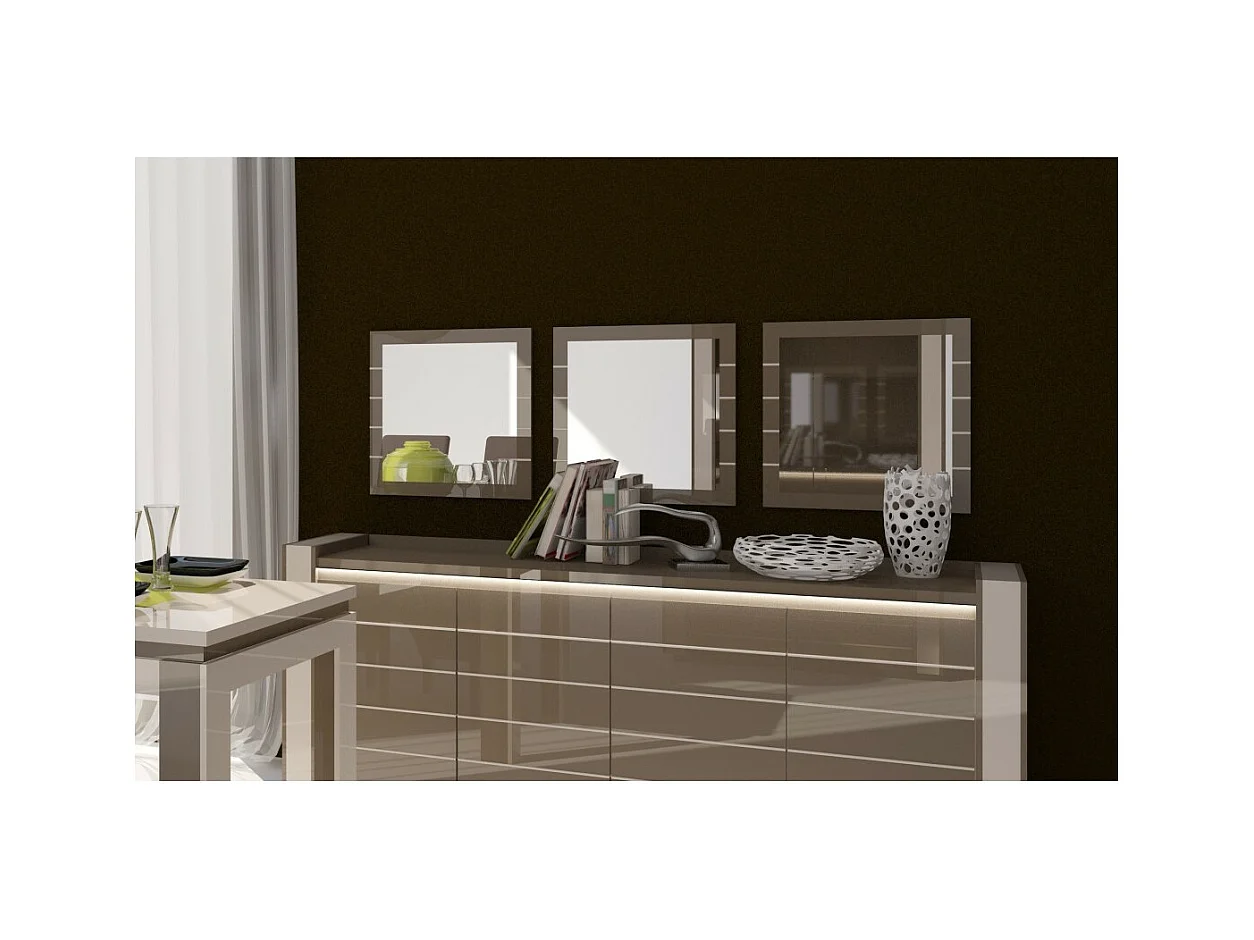 Set van 3 vierkante spiegels LINA cappuccino en crème wit – 60 cm