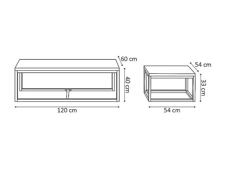 Table d'appoint style industriel HELLINGTON effet vieux chêne - Table basse - Ensemble 3 pièces