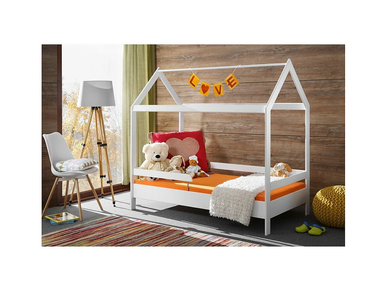 Kinderbed in de vorm van een hut 80x160, collectie MOGWAI, kleur wit.