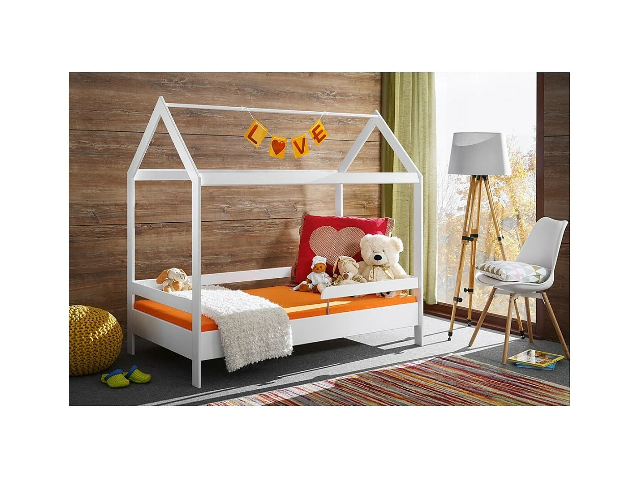 Kinderbed in de vorm van een hut 80x160, collectie MOGWAI, kleur wit.