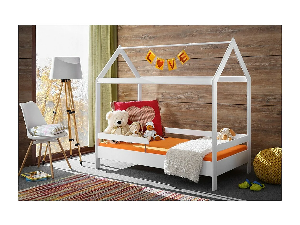 Lit cabane pour enfant 80x160 collection MOGWAI. coloris blanc.