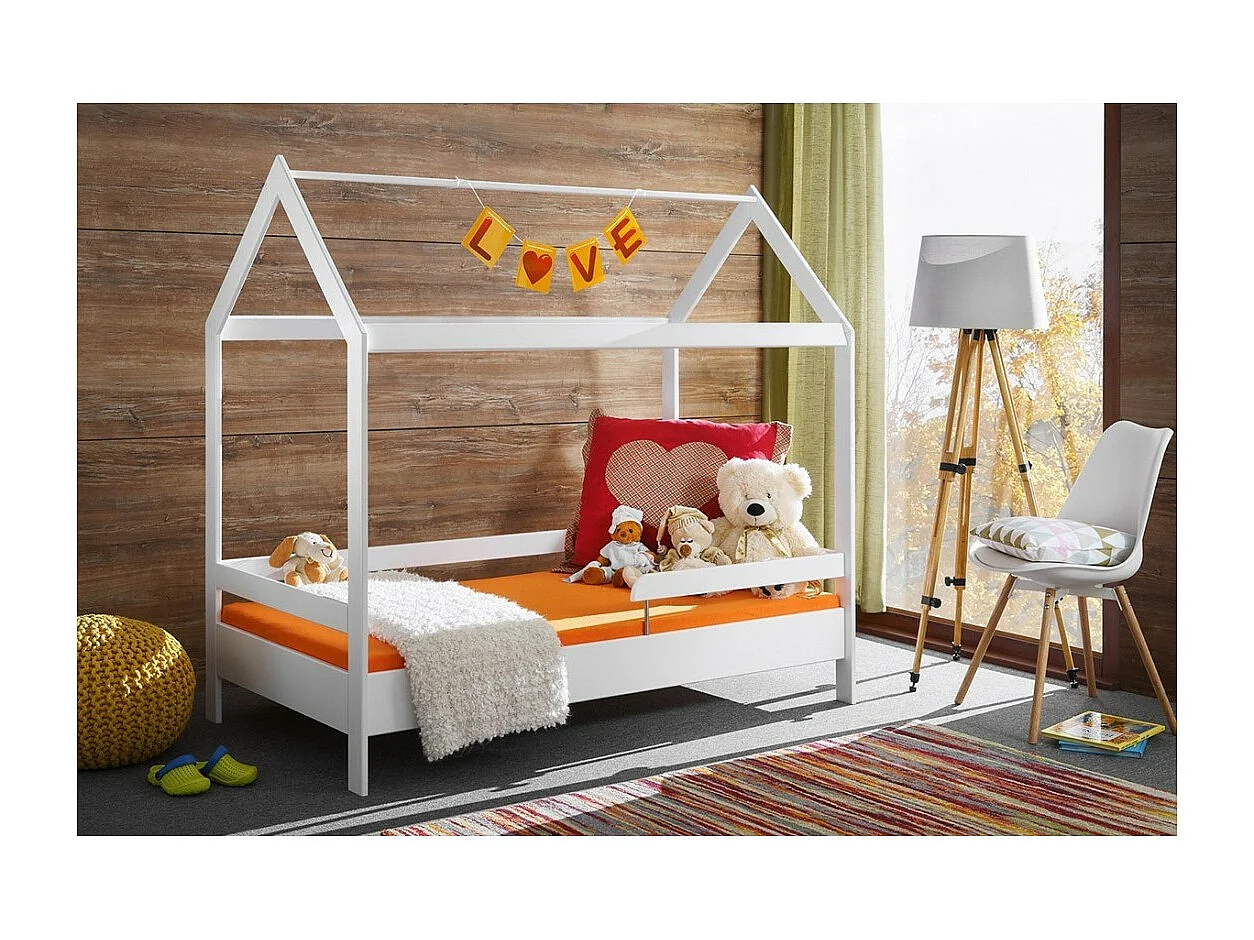 Lit cabane pour enfant 80x160 collection MOGWAI. coloris blanc.