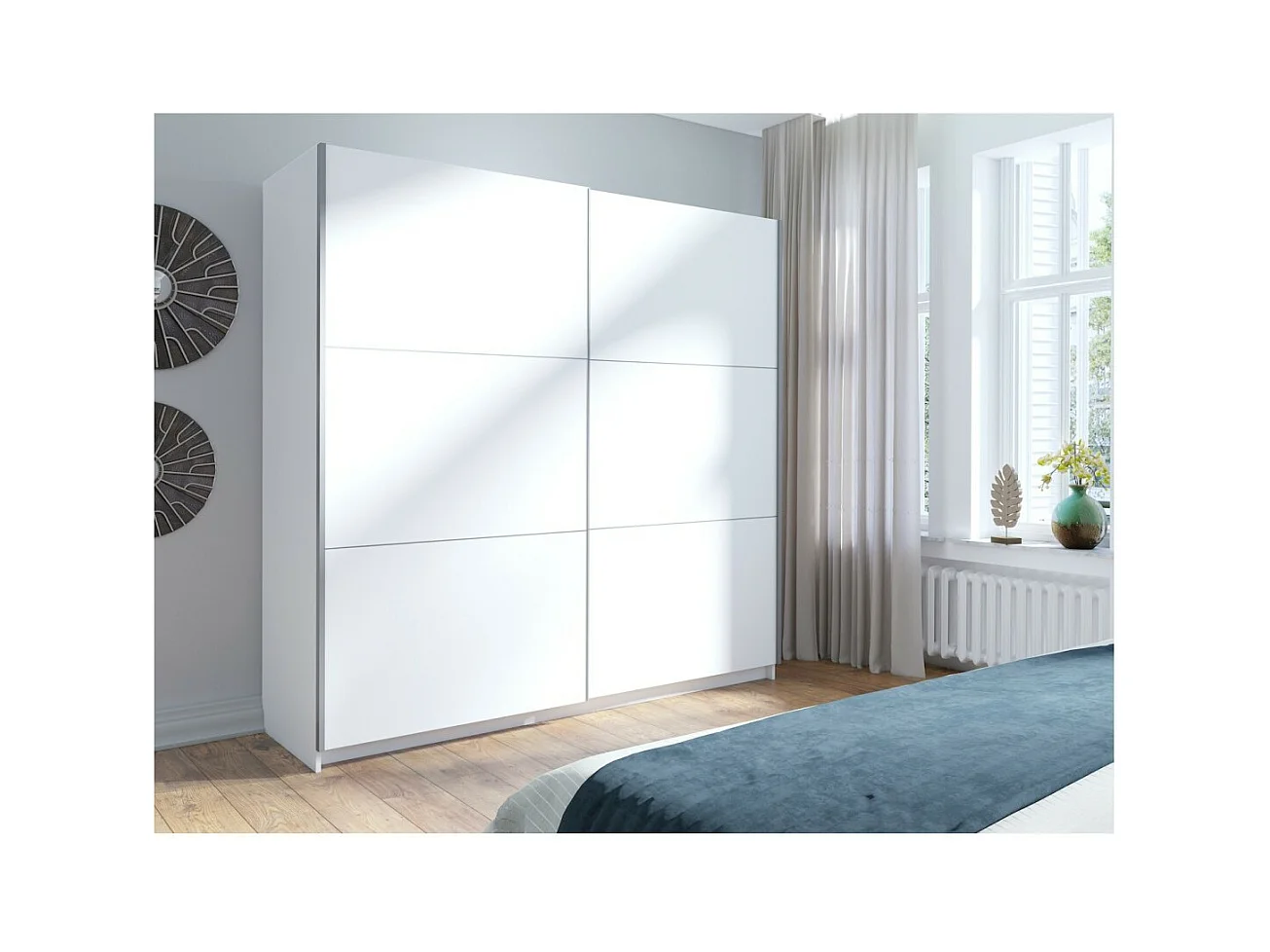 Armadio, guardaroba 200 cm 2 porte scorrevoli - bianco - Collezione ARSALA