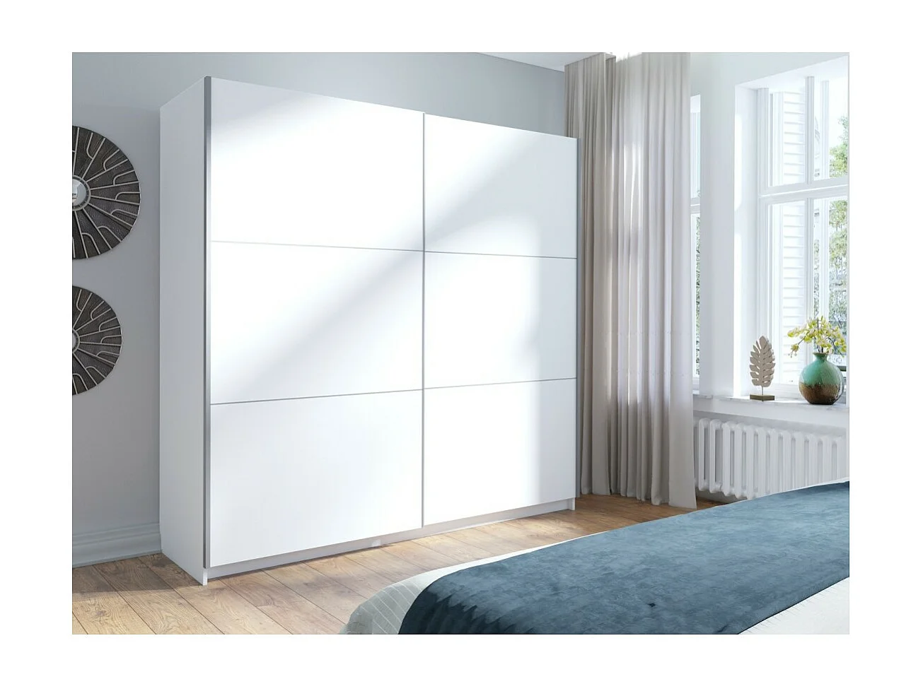 Armario, guardarropa de 200 cm con 2 puertas correderas - blanco - Colección ARSALA