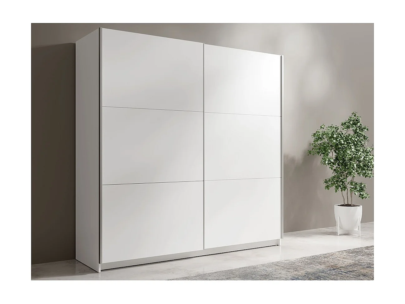 Armoire, garde robe 200 cm 2 portes coulissantes - blanc - Collection ARSALA