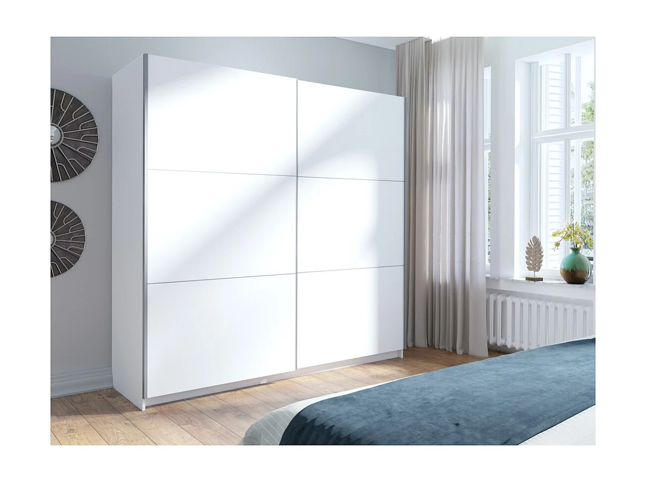 Armoire, garde robe 200 cm 2 portes coulissantes - blanc - Collection ARSALA