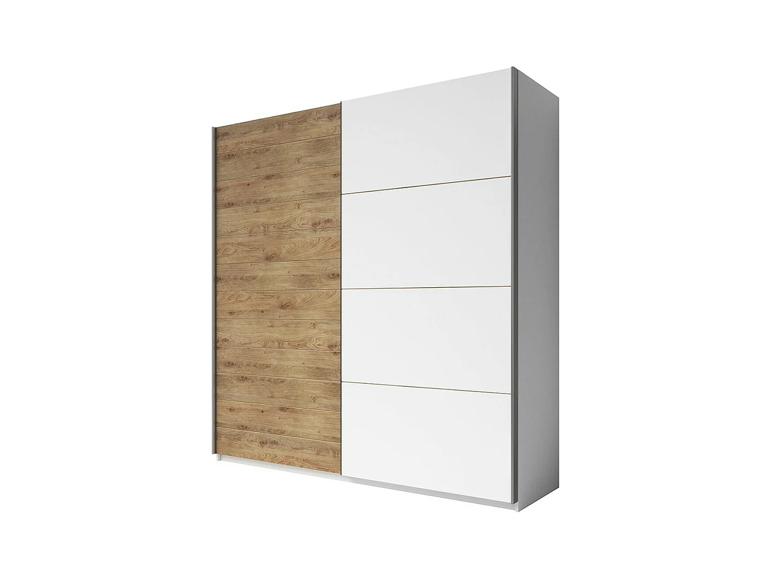 Armoire 2 portes coulissantes 200cm couleur chêne et blanc. Collection FLOYD