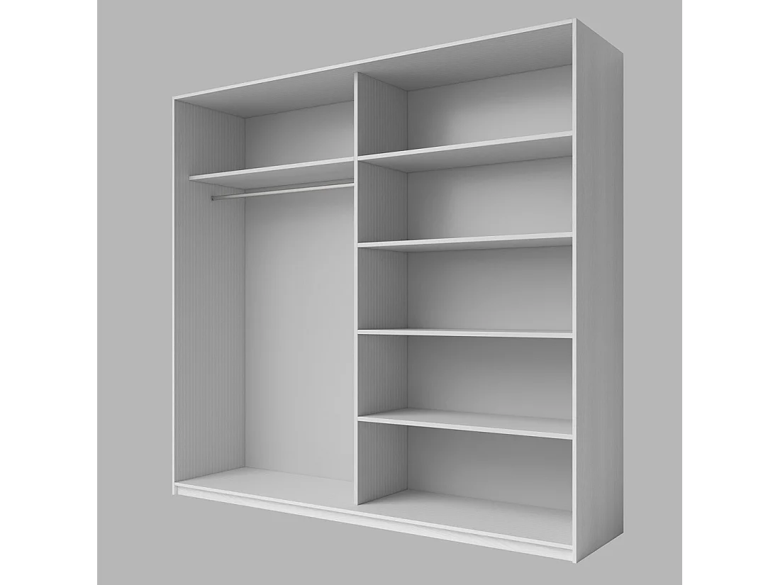 Armoire 2 portes coulissantes 220cm Coloris blanc avec miroir. Collection FLOYD