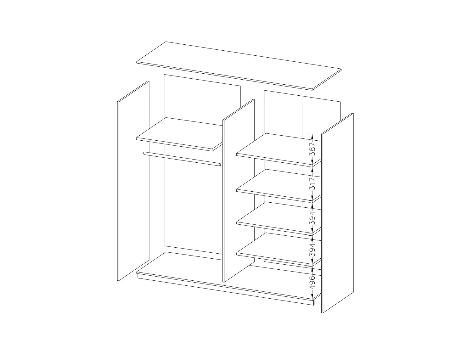 Designerschrank mit 2 Türen, 200 cm, in dunkler Eichenfarbe. Kollektion EOS