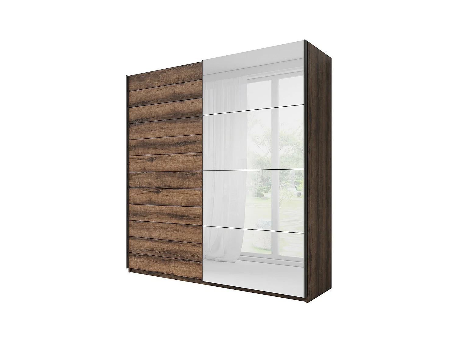 Schrank Design 2 Türen 180cm dunkle Eichenfarbe. Kollektion EOS
