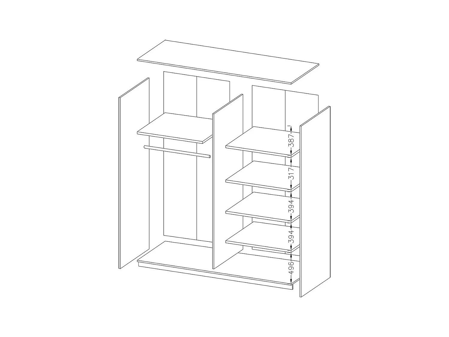 Armário design 180cm. 2 portas com espelhos moduláveis. Cor branco fosco. Coleção EOS