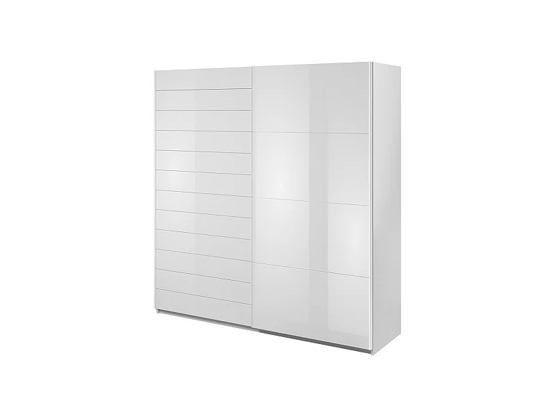 Armoire 2 portes coulissantes 200cm Coloris blanc avec miroir. Collection FLOYD