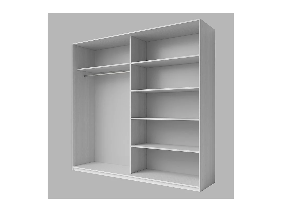 Armoire 2 portes coulissantes 200cm Coloris blanc avec miroir. Collection FLOYD