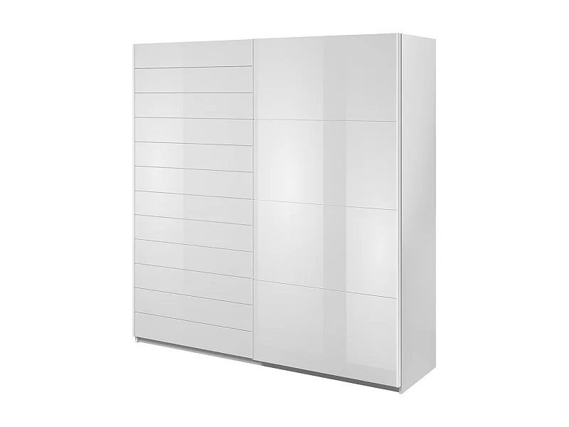 Armoire 2 portes coulissantes 200cm Coloris blanc avec miroir. Collection FLOYD